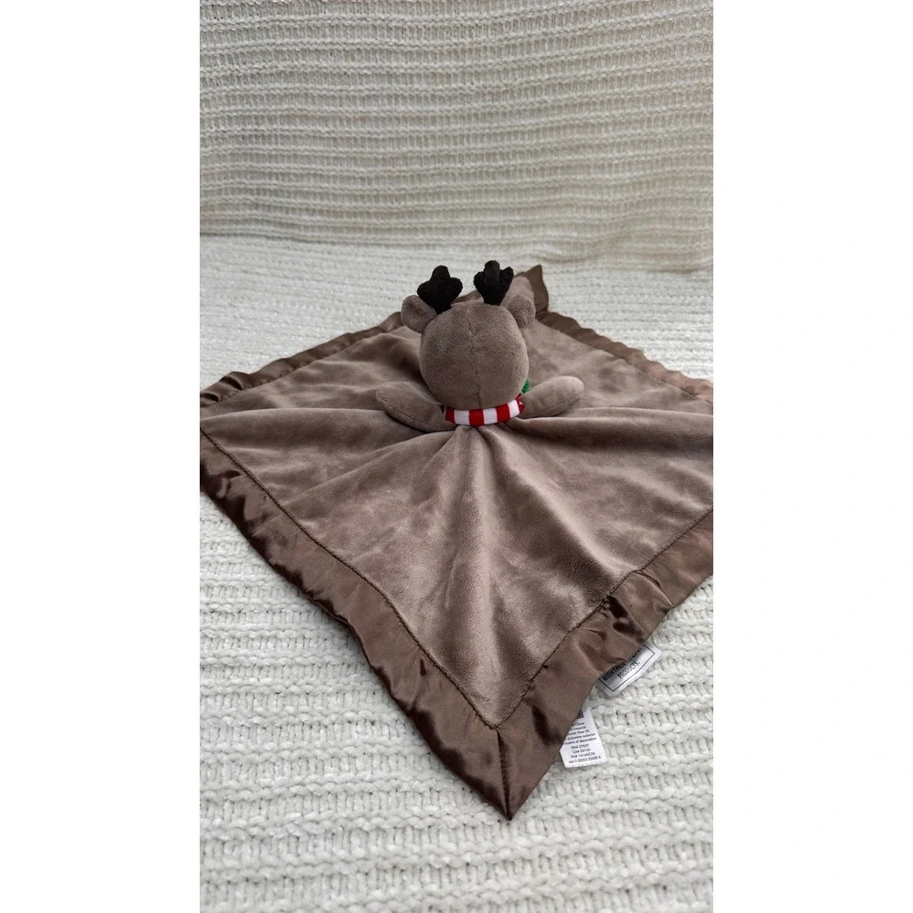 Carters Reindeer Security Blanket‎ My 1st Christmas Plush Lovey Brown Satin Trim